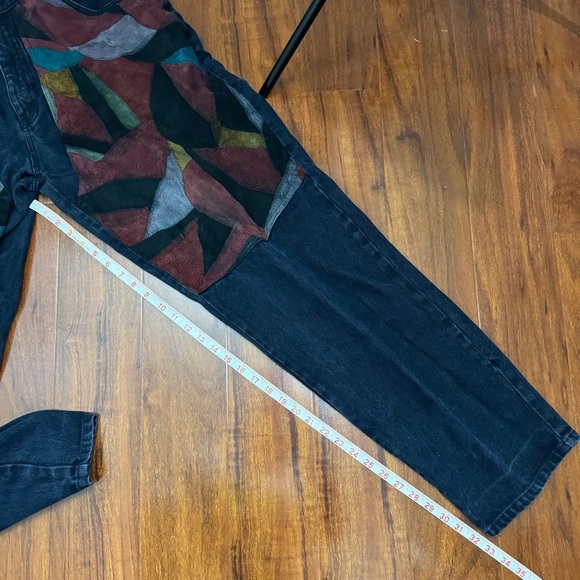 Vintage Machine Jeans Denim Colorblock Suede Patchwork 90s Pants Size 38X34 - Picture 13 of 13
